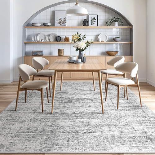 6x9 Area Rug for Living Room, Washable, Traditional, Distressed Grey - Image 7