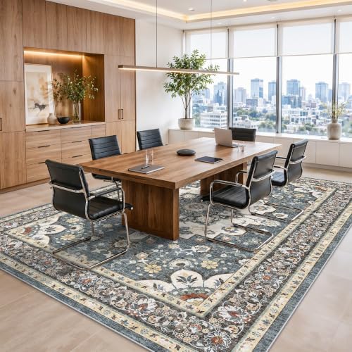 Blue 10x14 Area Rug: Large Rugs for Living Room Soft Stain Resistant Carpet - Image 4