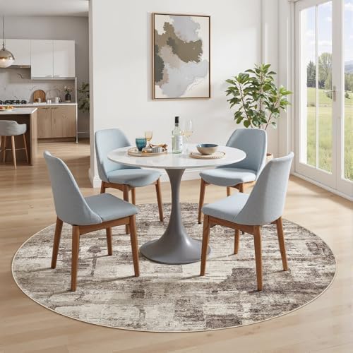kakania Abstract 5x5 Round Rugs for Living Room: Circle Rugs 5FT Brown - Image 5