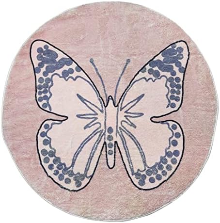 Poowe Round Area Rugs Soft Floor Carpets Non Slip for Bedroom (Round 39.4", Butterfly) - Image 3
