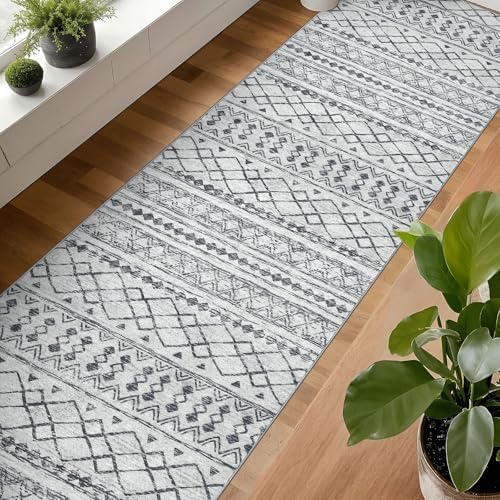 KUTA Extra Long Runners for Hallways 2.6x20ft Washable Grey Boho Runners - Image 3
