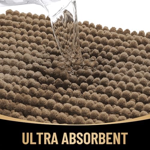 OLANLY Thick Chenille Bathroom Rugs 36x24, Soft Absorbent Bath Mat, Tan - Image 3