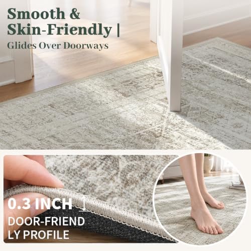 Area Rugs for Living Room Bedroom 8x10 Washable Non-Slip Vintage Beige - Image 2