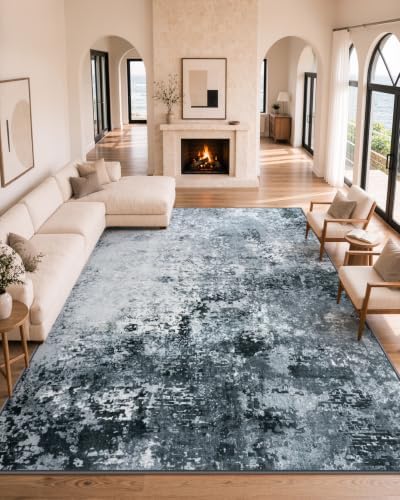 Lahome Black and White Rug for Living Room, 9x12 Area Rugs for Living Room by Lahome