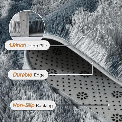 5x8 Ft Large Shag Plush Rugs for Living Room, Ultra Soft Fluffy Furry Area Rugs Non-Slip Carpet for Bedroom, Nursery, Kids Room,Dorm, Aesthetic Home Decor (Blue) - Image 4