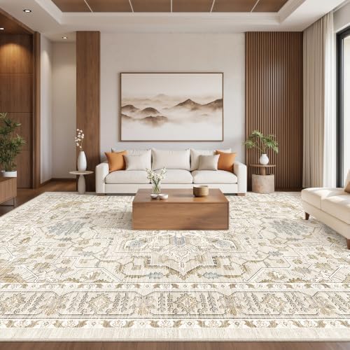 befbee 10x14 Area Rugs for Living Room, Washable Vintage Non Slip Rug Beige - Image 7
