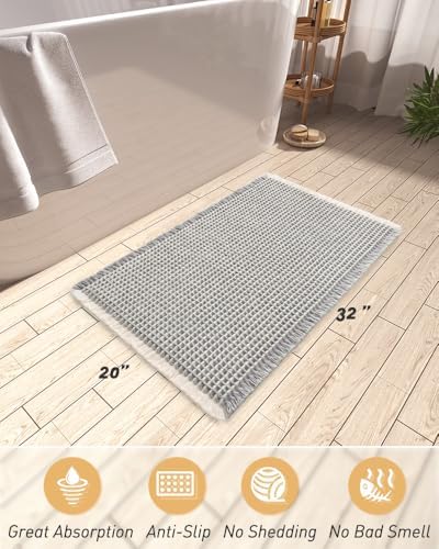Upgraded Waffle Bath Mat Ultra Absorbent Non Slip Bathroom Mat, 20" x 32" - Image 2
