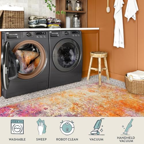 Lahome Modern Abstract Washable Living Room Rug, Colorful 8x10 Area Rugs for Bedroom Girls Kids Non Slip Low Pile, Large Soft Indoor Accent Carpet for Dining Room Table Home Decor - Image 6