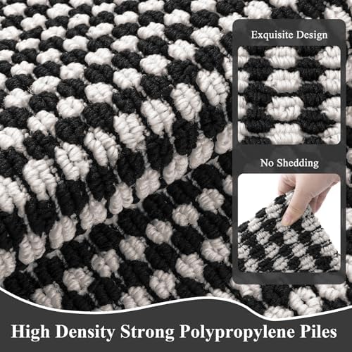 Ileading Hallway Runner Rug 2'x10' Heavy-Duty Durable Entryway Floor Mat with Non Slip Rubber Backing for Busy Traffic Extended Indoor Doormat Machine Washable Helloween Kitchen Throw Rug（Black&White） - Image 4