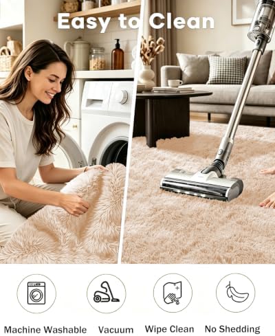 Smiry Area Rugs for Living Room Bedroom 5x7 ft, Fluffy Washable Carpet - Image 4