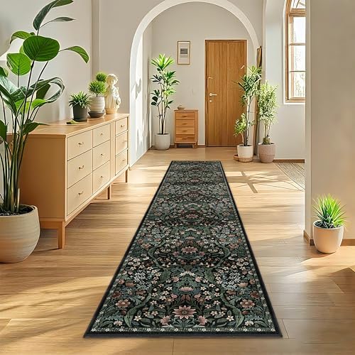 2x10 Floral Runner Rug for Kitchen Washable Hallway Runner Rug - Image 3