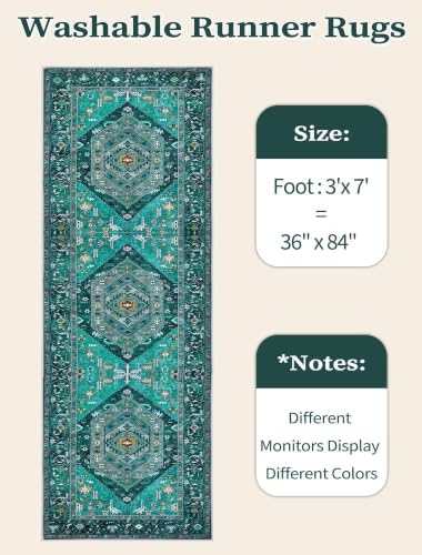 SERISSA 3x7 Washable Non Slip Boho Runner Rug for Hallway，Teal - Image 6