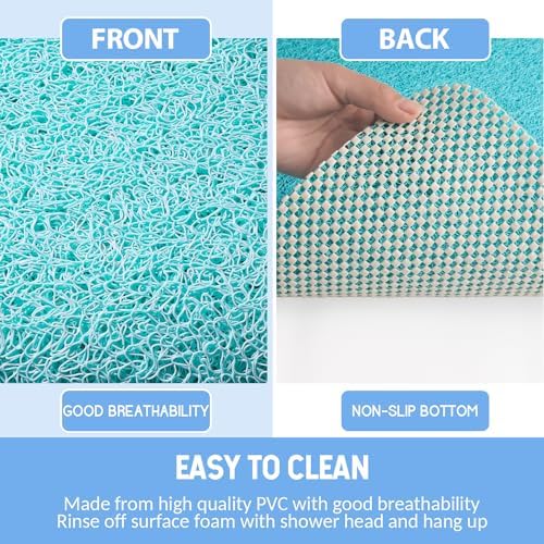 Hargiis Non-Slip Bathtub Mat, Anti Slip Shower Mat, Fast Drying Bathtub Mats, Foot Scrubber Mat, Anti Slip Mat for Tub, Floor, Bathroom, Kitchen, Home, Hotel (Turquoise Blue 24"×24") - Image 4