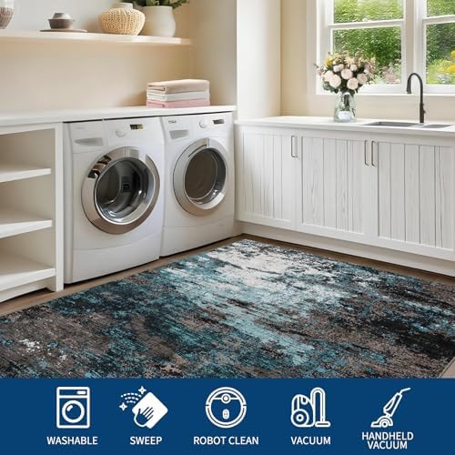 GarveeHome Abstract Living Room Large Rug 8x10 Machine Washable Blue Green - Image 7