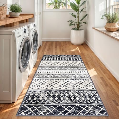 KUTA Boho Moroccan 3x5 Rugs for Entryway Black Washable Area Rug - Image 4