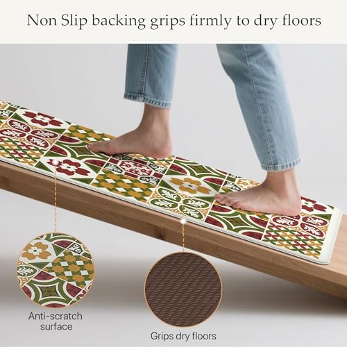 GENIMO Anti Fatigue Kitchen Mats for Floor 2PCS, Standing Rugs, Light Green - Image 2
