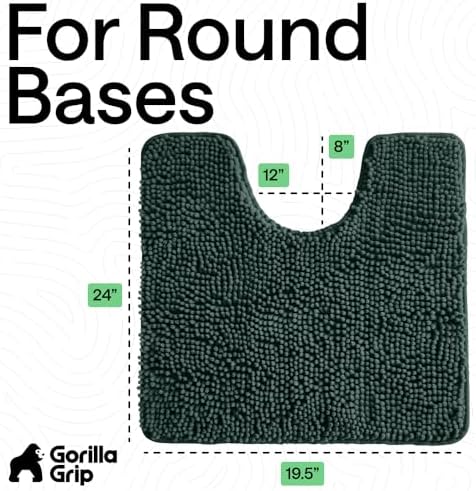 GORILLA GRIP Chenille Bath Rug Mat for Oval Toilet Base, 24x19 Hunter Green - Image 2