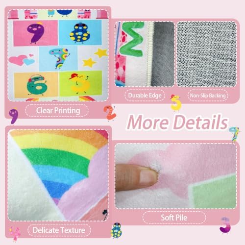 Hopscotch Kids Rug for Playroom, Colorful Educational Classroom Rugs with ABC Number, Non Slip Kids Play Mat Rug Game Carpet for Bedroom Boy Girl - Pink, 24''x72'' - Image 4