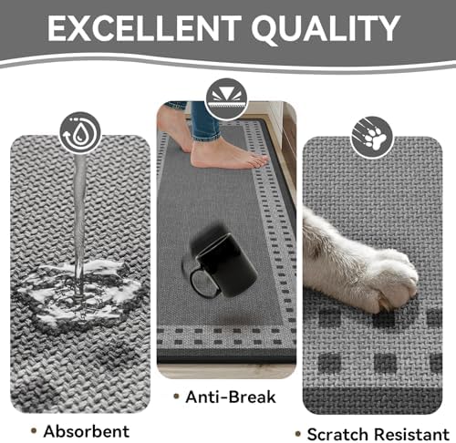 Kitchen Rugs Set of 2, Kitchen Mats for Floor,17x30+17x47 Grey - Image 5