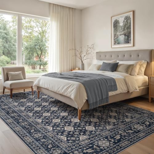 EIEIHOUSE Washable 9x12 Area Rugs for Living Room Navy Blue - Image 2