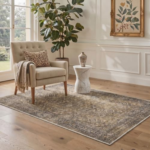 Bavni 2x3 Doormat, Vintage Floral Washable Non Slip Area Rug for Entrance - Image 4