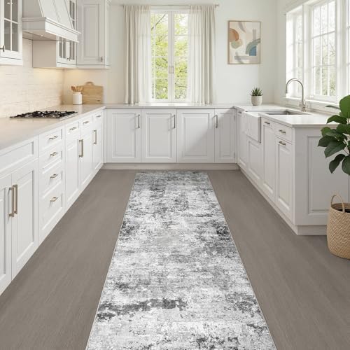 LOONGRUG Runner Rug 2x6 Machine Washable Non-Slip Kitchen Rug Black Gray - Image 7