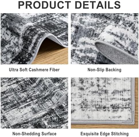 PLHXFR 9x12 Area Rug Living Room: Modern Abstract Washable Carpet Black - Image 5