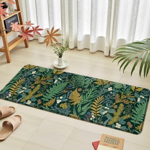 2 PCS Botanical Kitchen Rugs Set, Dark Green 17.3"x28" + 17.3"x47" - Image 3