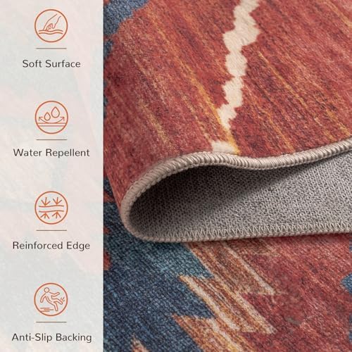 BESTSWEETIE 6ft-Square Washable Area Rug for Living Room Bedroom Red/Orange - Image 4