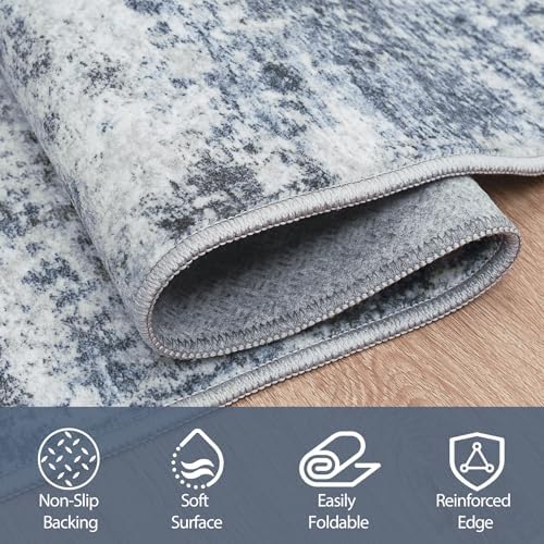 9x12 Area Rugs for Living Room Washable Bedroom Dining Room Blue Grey - Image 4