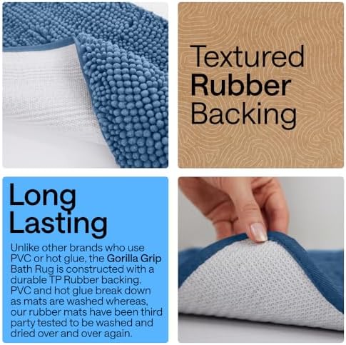GORILLA GRIP Bathroom Area Rug Sets 2 Piece, Soft Chenille, 30x20 Blue - Image 4