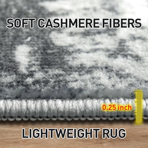 4x6 Area Rugs for Living Room: Washable Abstract Black Grey Gold Carpet - Image 6