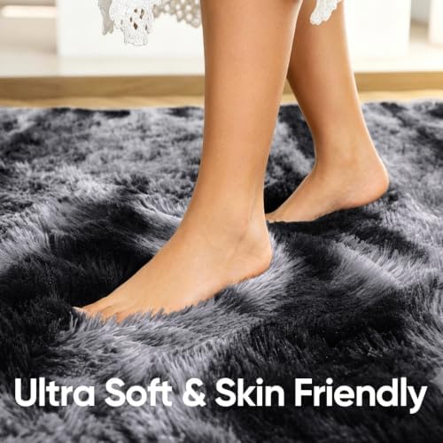 Noahas 2x8 Black Fluffy Soft Runner Rug Non-Slip for Bedroom Dorm Hallway - Image 5