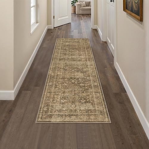 2x6 Washable Kitchen Runner Rug Non-Slip Vintage Brown Throw Carpet - Image 5