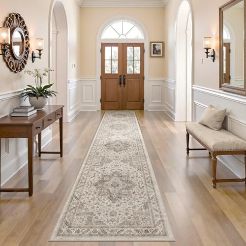 cotiled 2x10 Hallway Runner Rug for Entryway, Non-Slip Vintage, Light Brown - Image 2