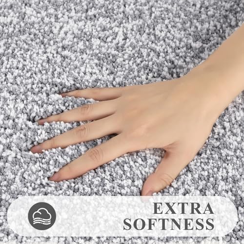 Pauwer 3 Piece Bathroom Rug Set, Non Slip Washable Bath Mat, Light Grey - Image 3