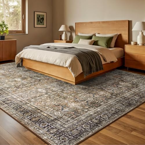 9x12 Area Rugs for Living Room,Washable Non-Slip Brown Large Carpet - Image 2