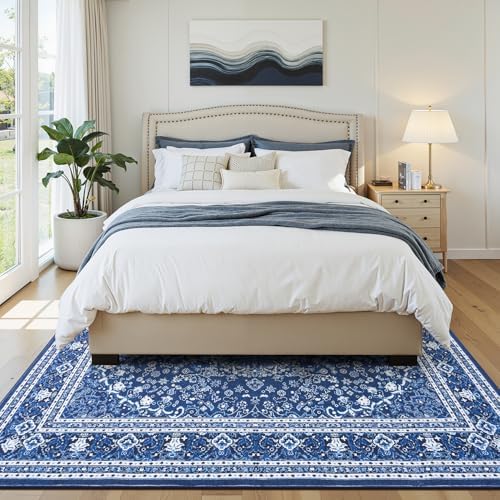 6x9 Area Rugs for Living Room, Washable Non-Slip Rug, Oriental Dark Blue - Image 3