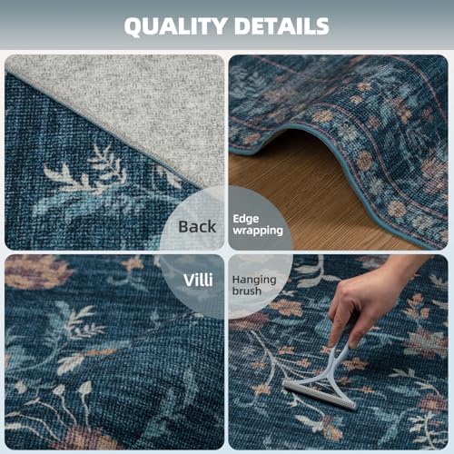 Washable Rugs 8x10 Area Rugs for Living Room,Ultra Soft Faux Wool Retro Carpets,Non Slip Backing,Durable Edge Binding,Stain Resistant,The Large Carpet for Bed Room,Dining Room,Office Decor - Image 4