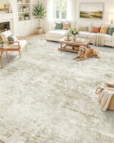 OLANLY 9x12 Washable Area Rug, Soft Non Slip Carpet for Bedroom Living Room by OLANLY