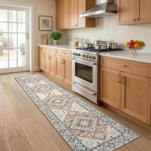 Lofus 2x8 Hallway Kitchen Washable Runner Rug, Boho Entry Long Carpet Brown - Image 2