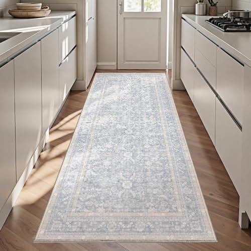 OPPODREAM Vintage Light Blue Area Rugs 3x6, Washable Rug for Living Room by OPPODREAM