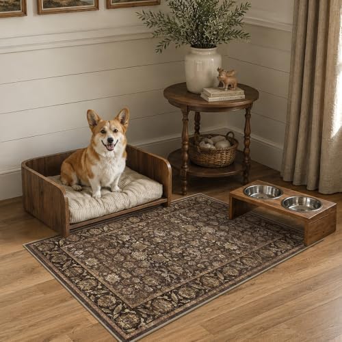 Washable 2x3 Entryway Non-Slip Area Rug Distressed Brown Door Mat - Image 4