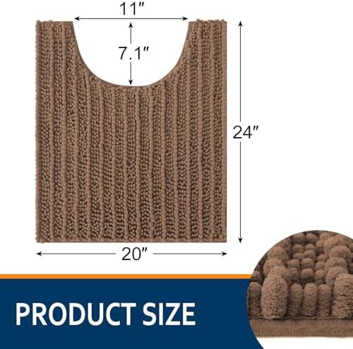 Smiry Bathroom Toilet Rugs U Shaped 24X20, Chenille Bath mats for Toilet - Image 2