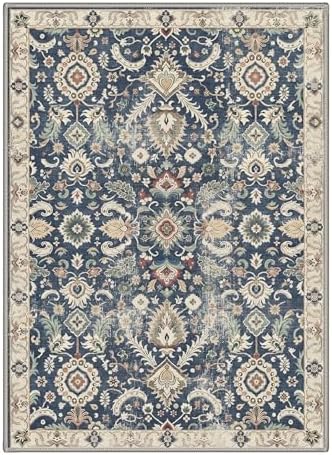 Bavni 8X10 Living Room Area Rug, Boho Floral Washable Non Slip - Image 5