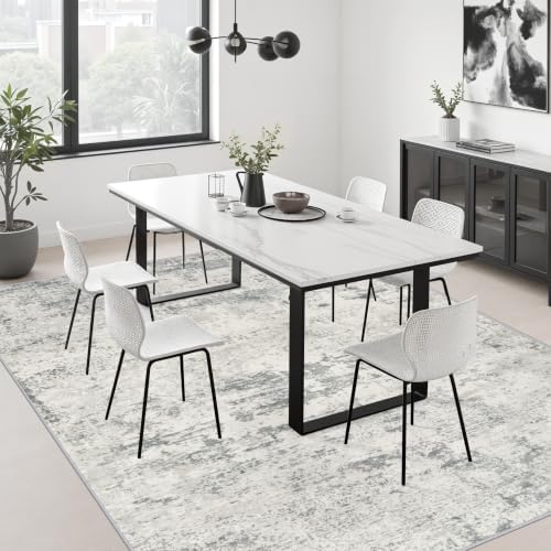 9x12 Area Rug Living Room: Modern Washable Indoor Soft Carpet Gray - Image 4