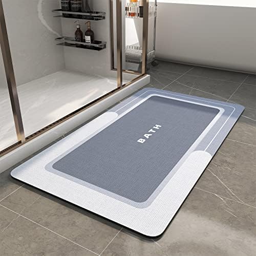 MontVoo-Bath Mat-Bath Mat Rug Non Slip Super Absorbent Stain Resistant Quick Dry Thin Bathroom Rug-Bath Mats for Bathroom Floor Bathtub Vanity-Bathmat Bath Rug Easy Care 17"x35" Blue by MontVoo