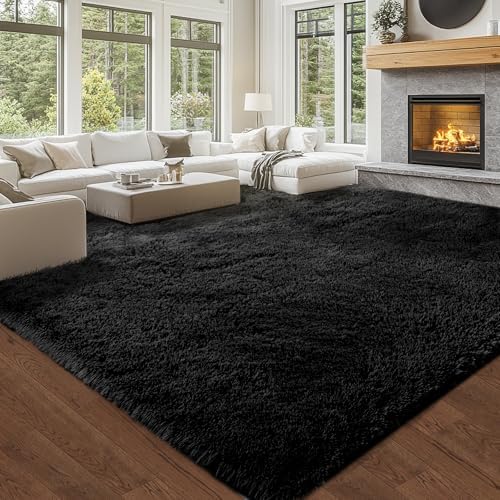 Topmaxcs 10x12 Black Shag Area Rug for Living Room - Plush Shaggy - Image 2