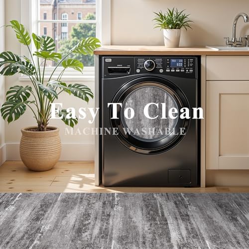 3x15 Runner Rug for Hallway Washbale - Modern Abstract Stain Resistant Kitchen Rugs with Non Slip Backing Soft Entryway Living Room Carpet Indoor Lightweight Home Decor Floor Thin Mat 3x15 Black - Image 4
