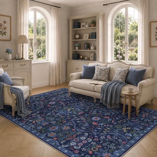 Floral Area Rug 5x7 Botanical Washable Carpet for Living Room - Image 2